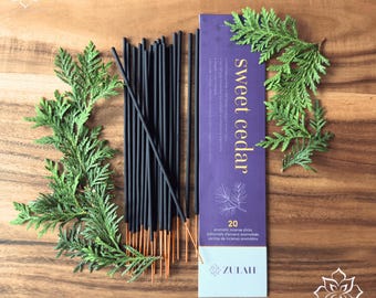 Sweet Cedar Incense Sticks: Earthy, Vegan, Non-Toxic - 20 Pack