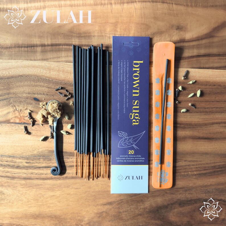 Clove & Cardamom Incense Sticks: Warm Spicy Aroma, Vegan, Handmade 1 Packet+Flat Holder