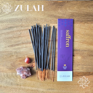 Saffron Incense Sticks, 25 sticks, Purifying Space, Relaxation, Cleansing Space, Unwanted Energy, Mental Alertness, Inscent insense Encens