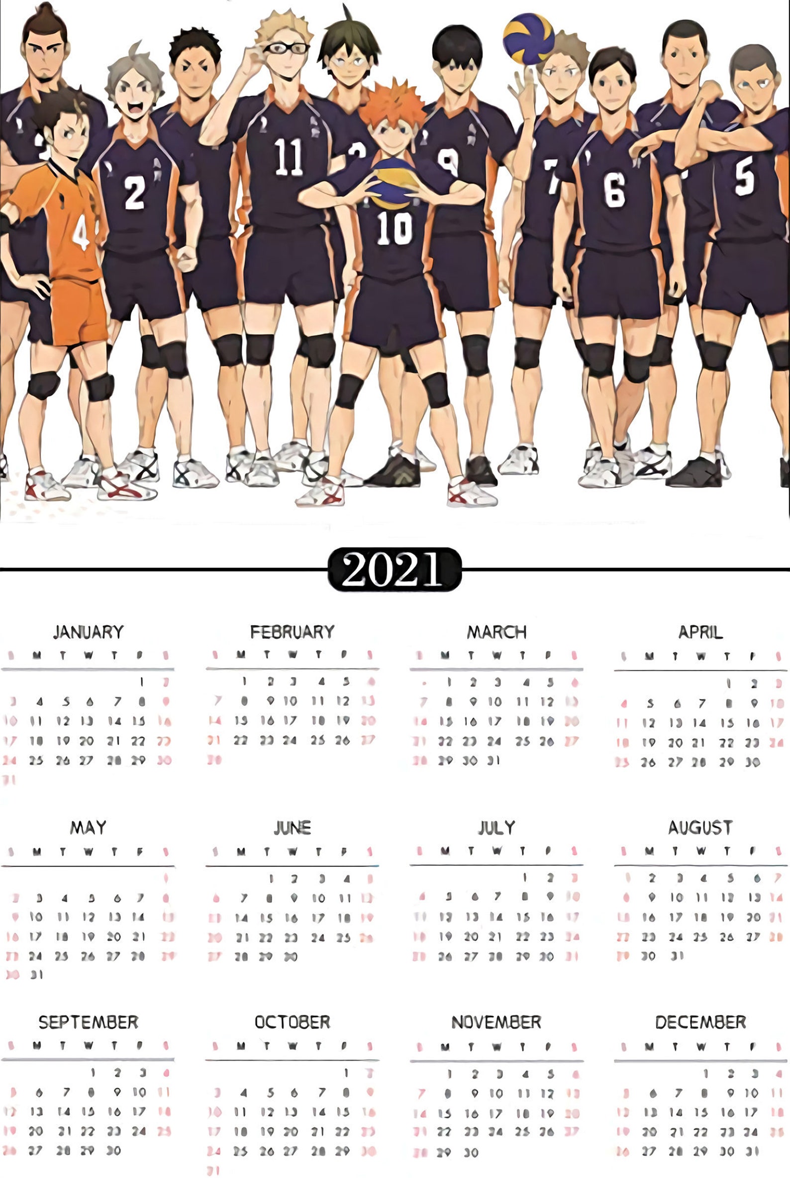 The Calendar Haikyuu Poster Haikyuu Print Haikyuu Wall Art Etsy