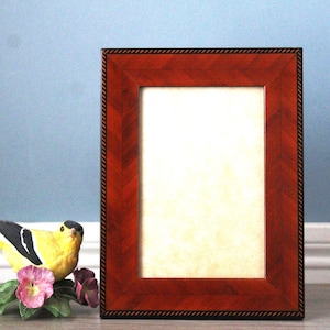 Inlay Wood Picture Frame, 4x6 Window, NATALINI Photo Frame w/ Glass & Easel Back, Inlaid Wooden Veneer, Marquetry Design, Italy, Vintage