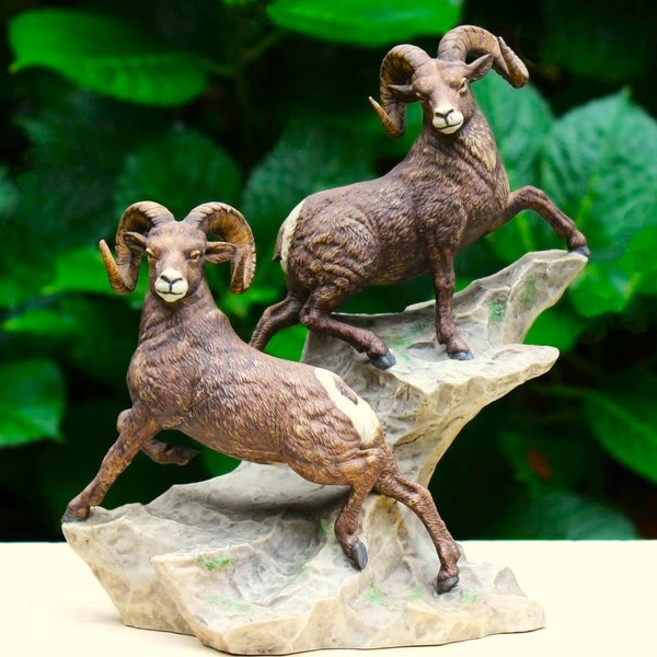 LENOX Bighorn Sheep Wildlife of The Seven Continents Sculpture Nature Scene Ram Rocky Cliff Fine Porcelain Collectible Animal Statue Vintage