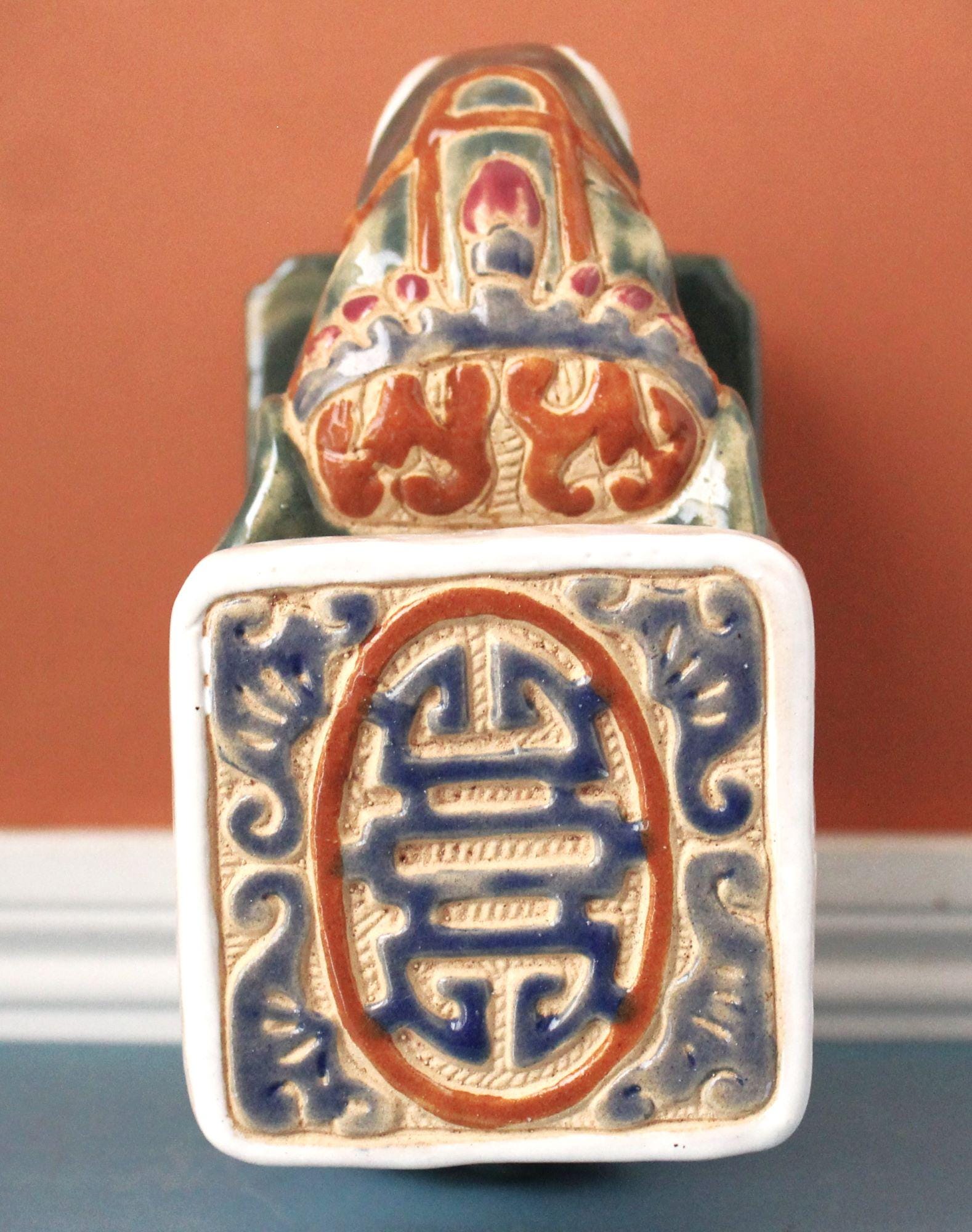 ヴィンテージ陶器製象のスツール：幸運を呼ぶ卓上置物、手描き - Etsy 日本