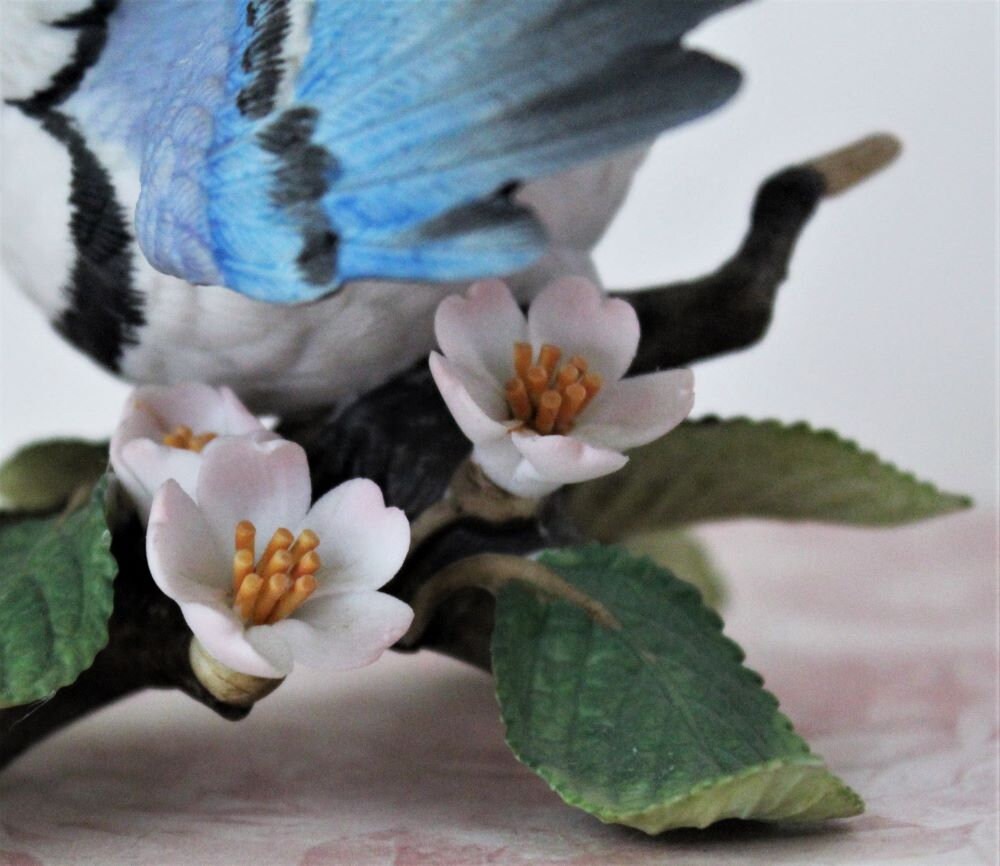 LENOX Blue Jay Bird Figurine Nature Scene With Flowers Leaves Etsy
