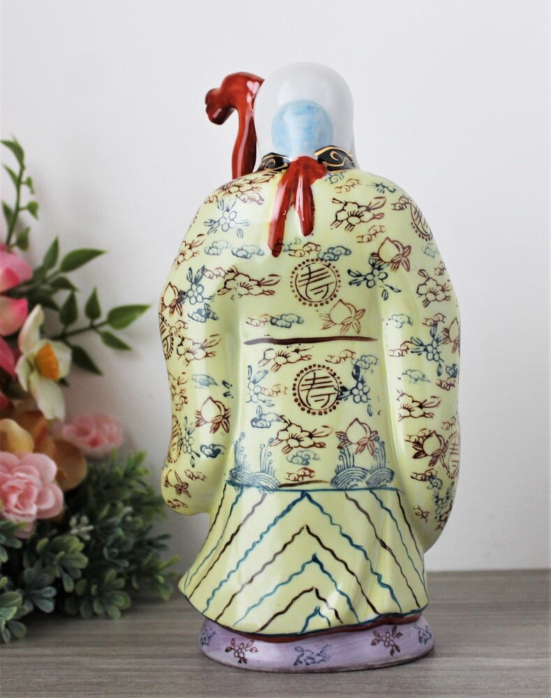 Chinese Deity Statue of Longevity Large Vintage Sanxing Shou Etsy