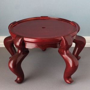 Lacquered Wood Chinese Stand: 8.5&quot; Display Area, Red Brown, Asian Decor