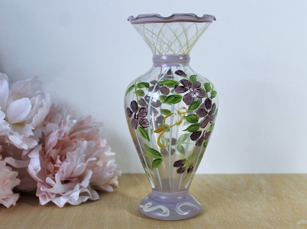 Hand Painted Glass Bud Vase Tracy Porter Floral Vase Etsy