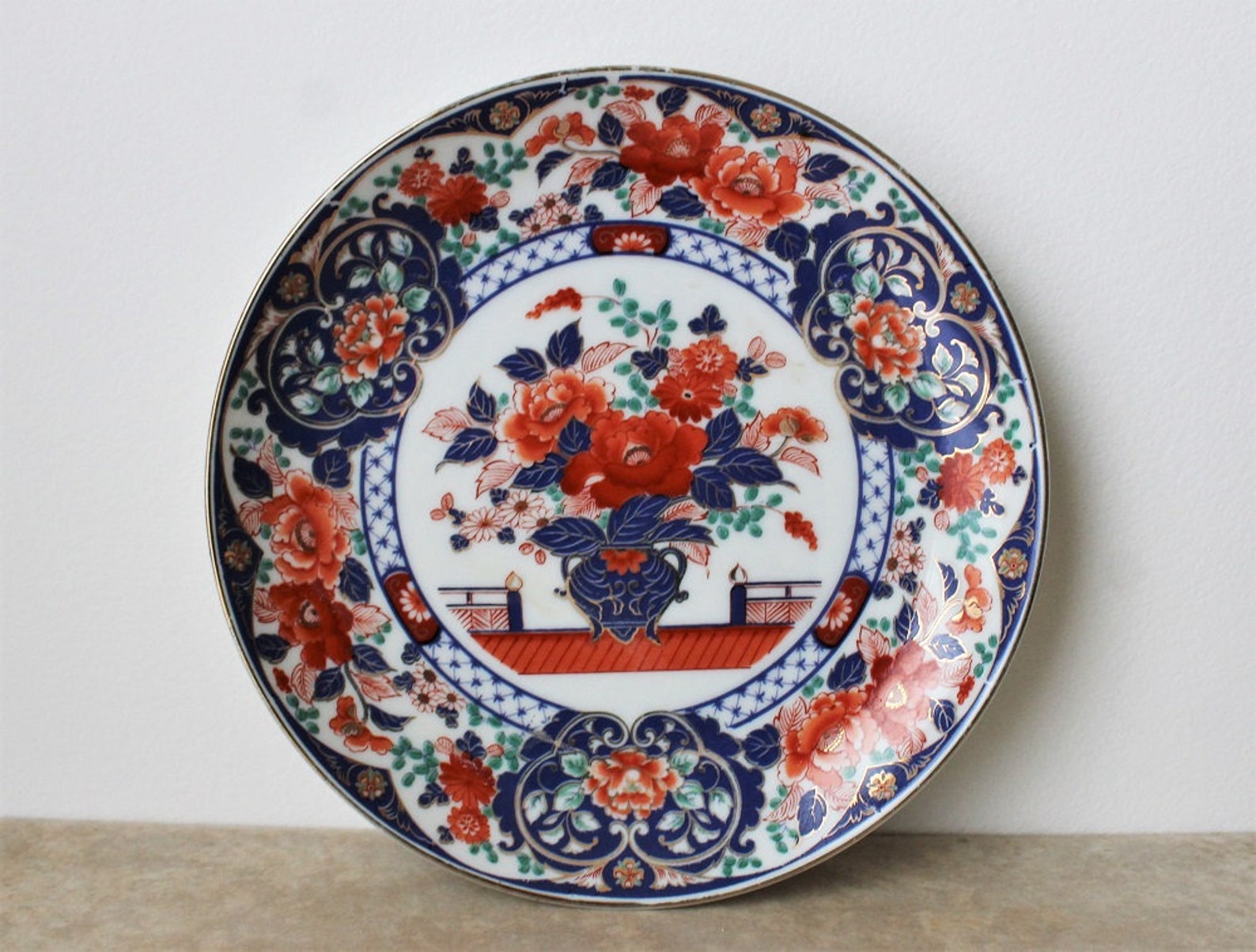 Small Vintage Japanese Plate w/Floral Motif Flower Bouquet Etsy