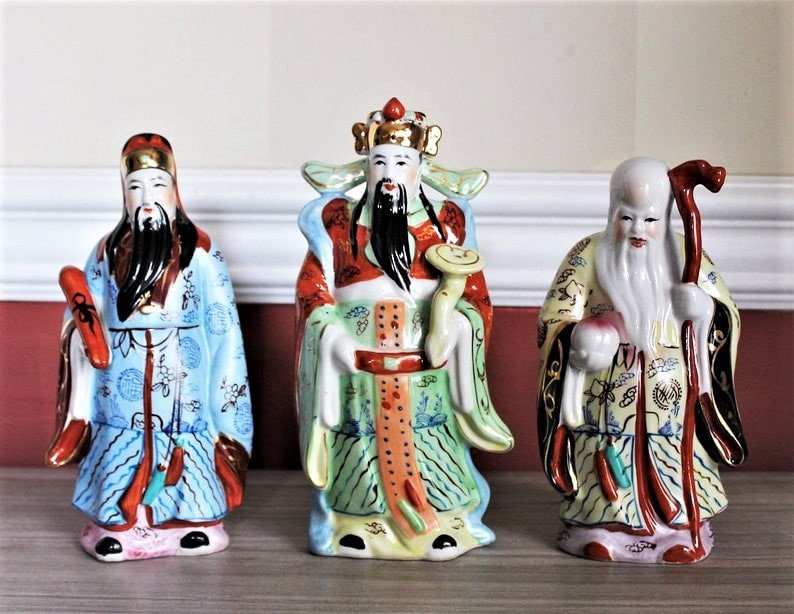 Buy Chinese Deity Statues Set of 3 Gods Box Immortal Figurines Online