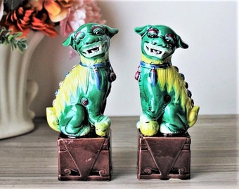 UNIQUE!! Pastel Porcelain Chinese Foo War Dog Lion Figurine Statuette