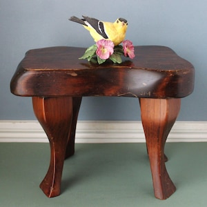 Hand Carved Wood Pedestal: 9&quot; High Vintage Plant Stand, Macbry Crafts Vermont