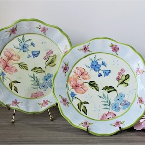 TRACY PORTER Florale Dessertteller - handbemalte Keramik, 2er Set