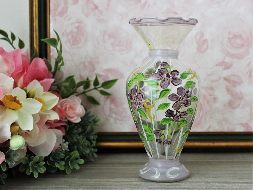 Hand Painted Glass Bud Vase Tracy Porter Floral Vase Etsy