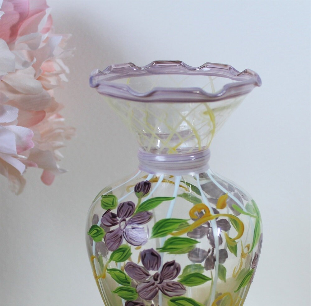 Hand Painted Glass Bud Vase Tracy Porter Floral Vase Etsy