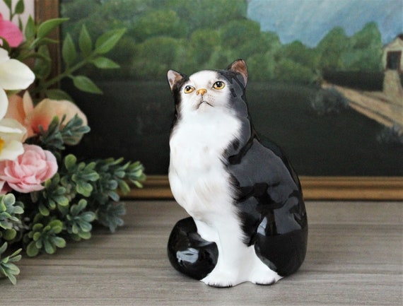 ROYAL DOULTON HN999 Cat Figurine Black and White Persian Long Hair Cat Vintage Feline Porcelain Collectible Animal Statue Made in England Etsy UK