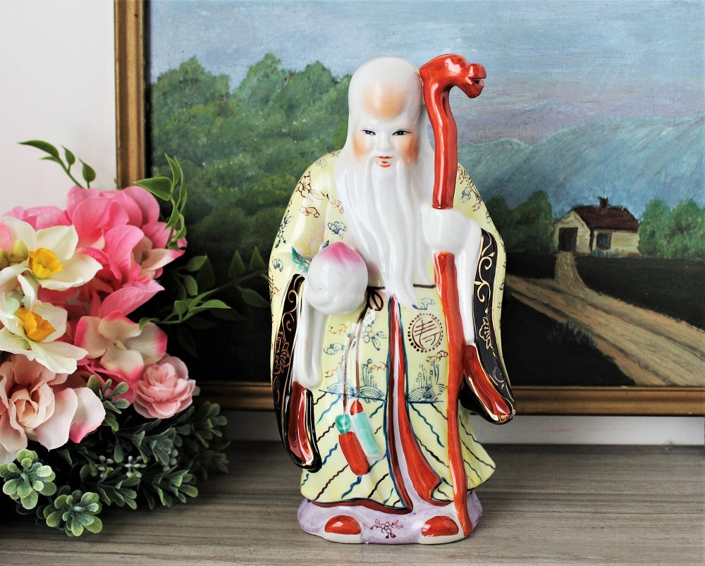 Chinese Deity Statue of Longevity Large Vintage Sanxing Shou Etsy