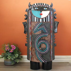 Keramik Fine Art, große 19 &quot;große LOUIS MENDEZ Skulptur, Figural Statue, Sammlerstück, Künstler signiert, Tonkeramik, seltene Figur, Vintage