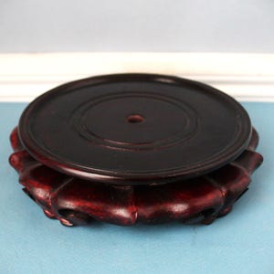 Support rond en bois, surface d'exposition de 5,5 pouces, piédestal chinois vintage, contremarche asiatique