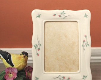 Vintage LENOX Rose Manor Picture Frame: Ivory White Porcelain, 3.5x5 Window