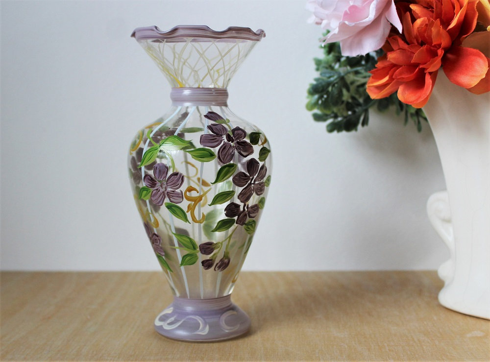 Hand Painted Glass Bud Vase Tracy Porter Floral Vase Etsy