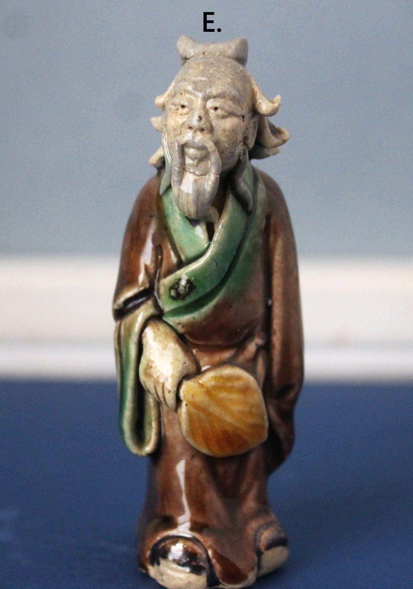 Chinese Mudman Figurines: 3"- 3.5" Tall, Miniature Shiwan Ceramic ...
