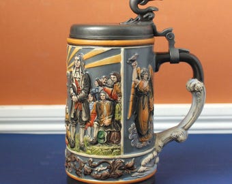 Vintage Beer Stein: GERZ West Germany, Hinged Lid, Collectible German Bar Decor