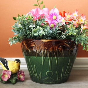 Vintage RRP Ceramic Pottery 1930s, ROBINSON RANSBOTTOM Planter, Sun and Moon Motif