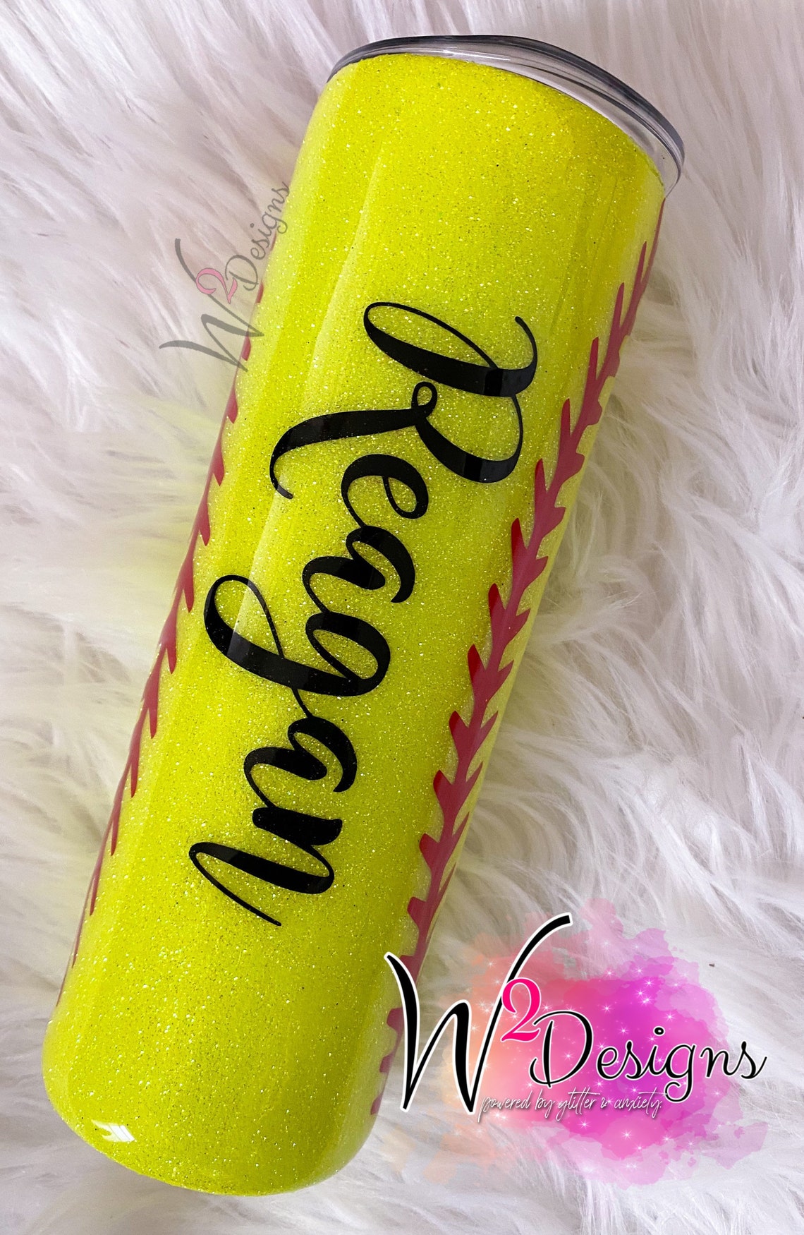 Softball Glitter Tumbler Glitter Softball Tumbler Softball Etsy