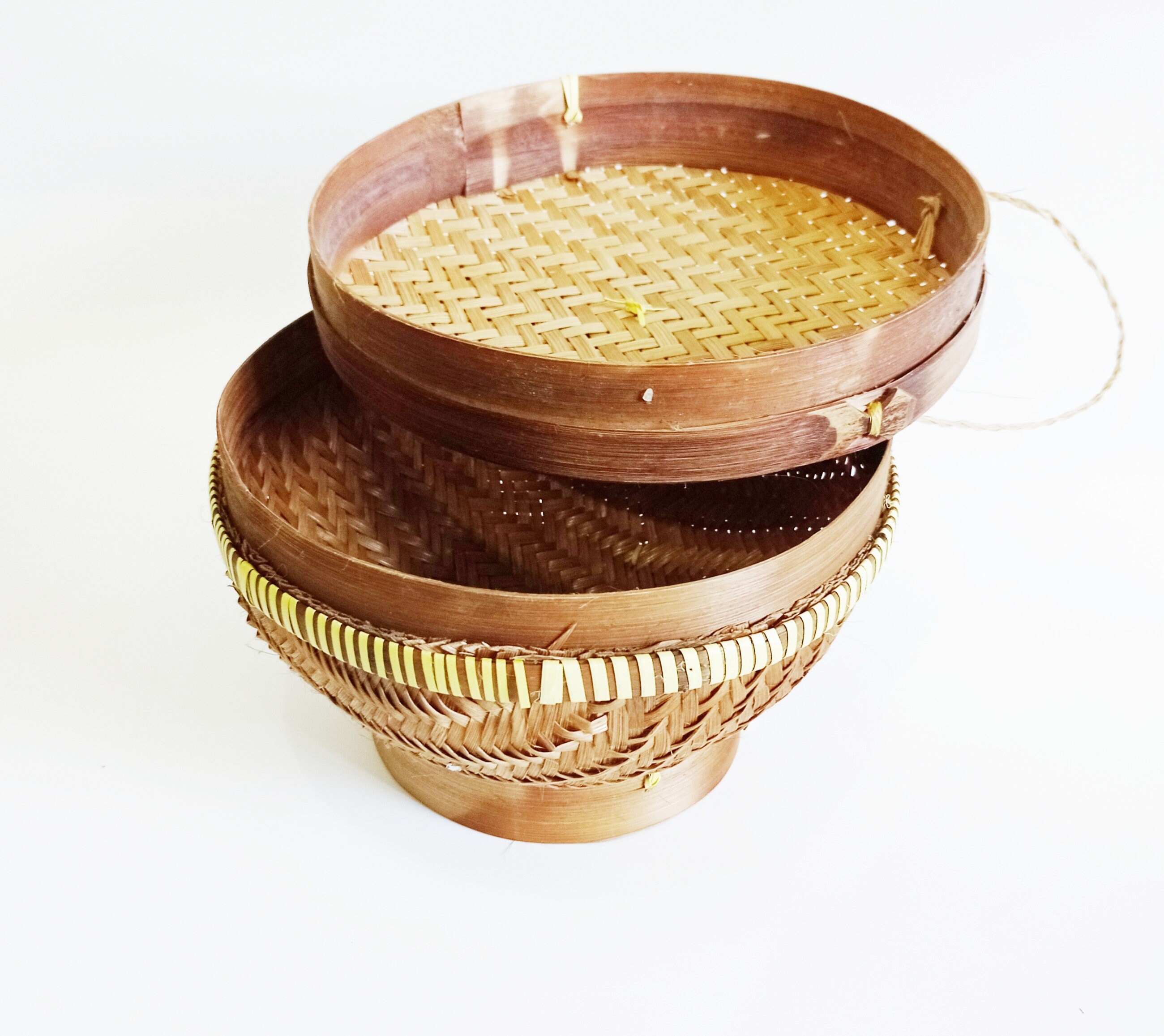 Handmade Woven Bamboo Basket Vintage Decorative Bamboo Etsy