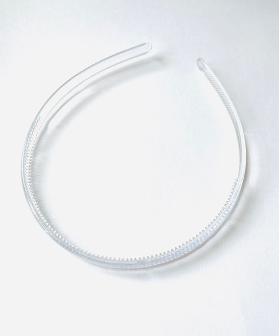 Thin Clear Plastic Headband With Gripping Teeth, 8mm Wide Transparent  Hairband