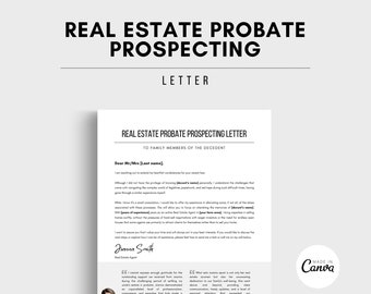 Real Estate Probate Prospecting Letter Template (Canva Editable)