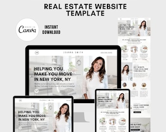Realtor Website Template: Editable Real Estate Agent Website (Canva)