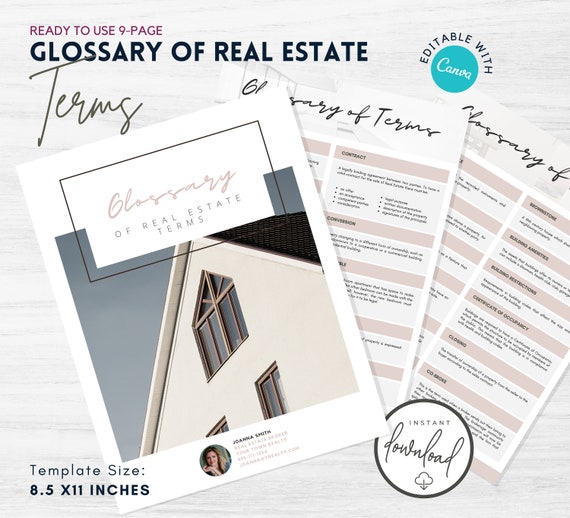 Editable Real Estate Terms Glossary for Realtors Instant | Etsy