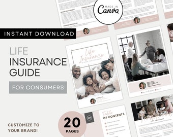 Life Insurance Guide | Insurance Agent Marketing | Life Insurance for Consumers Education Lead Magnet | Bestseller Editable CANVA Templates
