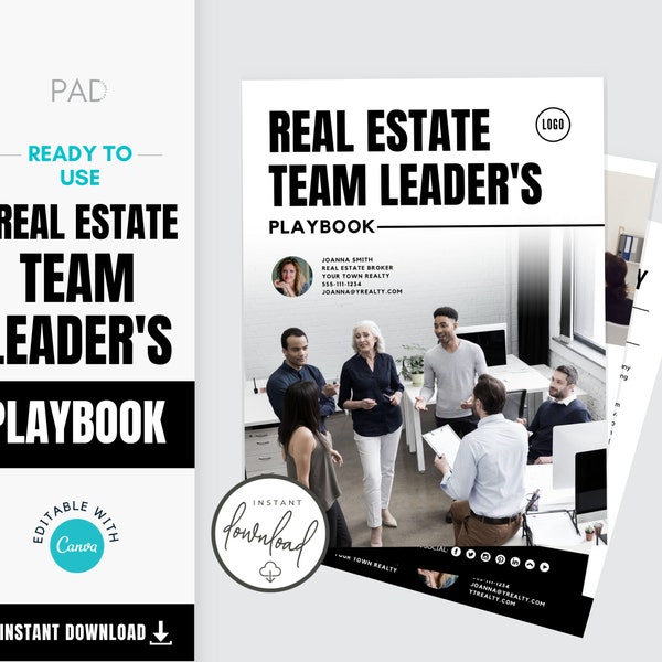 Team Leader's Playbook Guide for Realtors | Real Estate Marketing | Real Estate PDF Printable, Customizable Instant Download CANVA