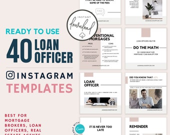 Loan Officer Instagram Posts: Blush Marketing Templates (Canva Editable)