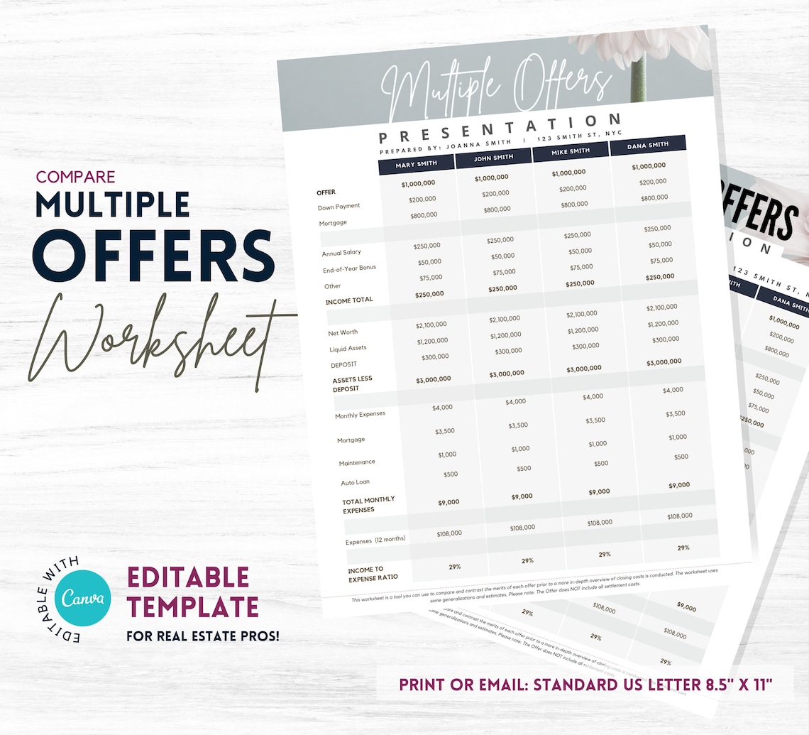 multiple-offer-comparison-worksheet-real-estate-marketing-etsy