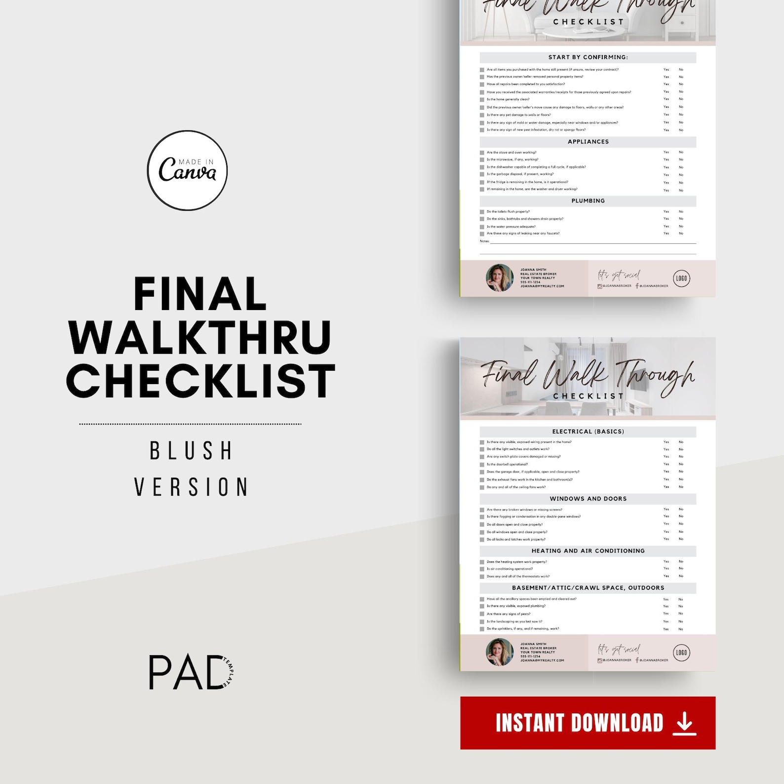 Realtor Final Walk Through Checklist: Editable Canva Template (PDF) - Etsy
