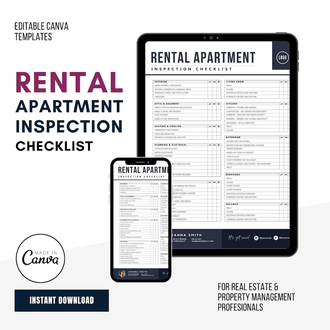 Apartment Rental Checklist.pdf Rental Apartment Inspection Checklist: Realtor Canva Template (digital ...