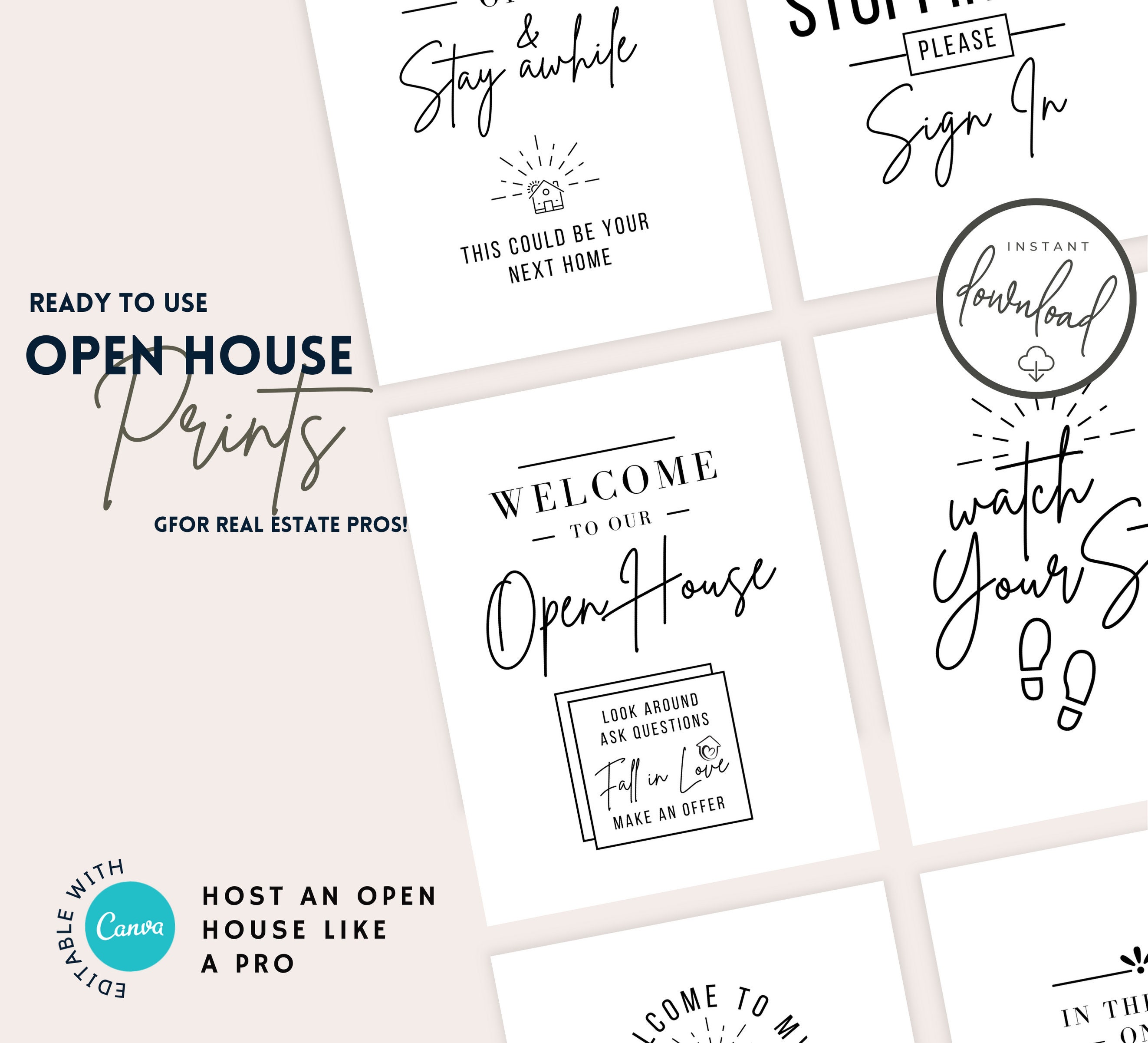 Real Estate Open House Prints Realtor Templates PDF Marketing Instant ...