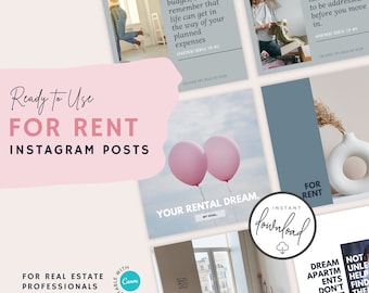 Apartment for Rent Instagram Posts for Realtors, Property Managers | Real Estate Social Media Branding Marketing | CANVA Templates