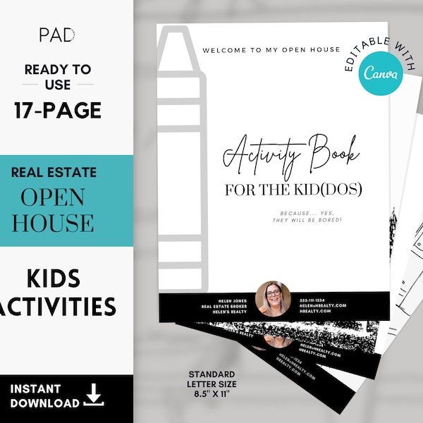 Real Estate Open House Kid Activities | Realtor Worksheets | Real Estate Marketing | PDF Printable Instant Download | Real Estate Printables