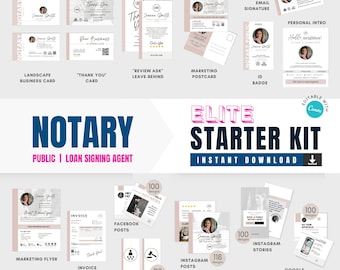Notary Marketing Kit: Social Media Templates, Branding (CANVA Digital Download)