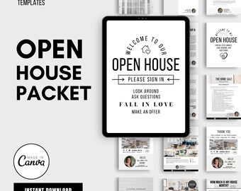 Real Estate Open House Template Bundle: Realtor Marketing Kit (CANVA Editable, Digital Download)