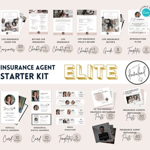 VIP Marketing Starter Kit for Insurance Agents | Social Media Pack Insurance Brokers | Elite Marketing Bundle | Editable CANVA Templates