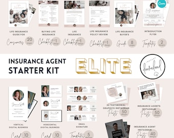 Insurance Agent Marketing Kit: Social Media Templates + Guides (CANVA Editable, Digital Download)