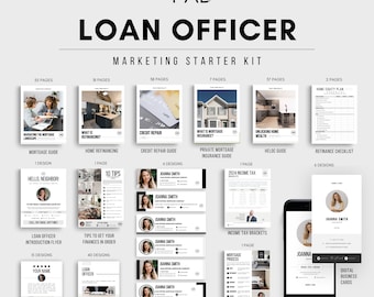 Pode incluir: Um kit de início de marketing para oficiais de crédito, que inclui uma variedade de materiais digitais e impressos, como guias, folhetos, modelos de e-mail e cartões de visita. O kit inclui designs para hipotecas, refinanciamento, reparo de crédito, seguro de hipoteca privado, HELOC e listas de verificação de refinanciamento.