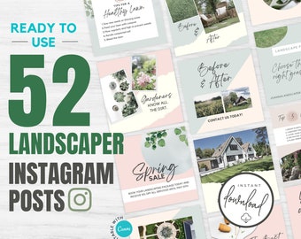 Landscaping Instagram Post Templates: Editable Canva Social Media (Digital Download)