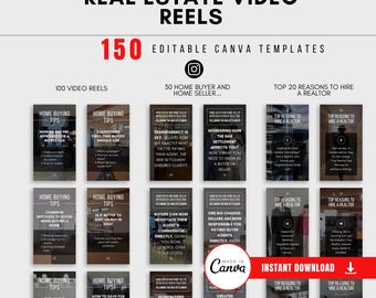 Real Estate Reels: 150 Canva Templates (Digital Download)