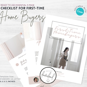 Essential 9-Page FIRST-TIME Home Buyer Checklist | Realtor Marketing | Real Estate Lead Magnet | Customizable Printable PDF Instant Download